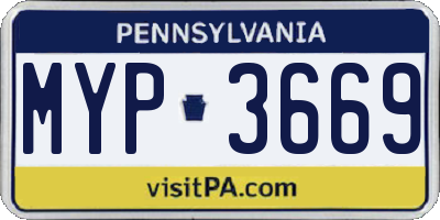 PA license plate MYP3669