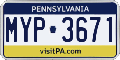 PA license plate MYP3671