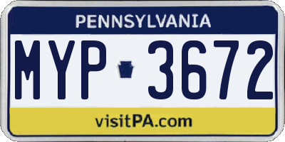 PA license plate MYP3672