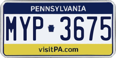 PA license plate MYP3675