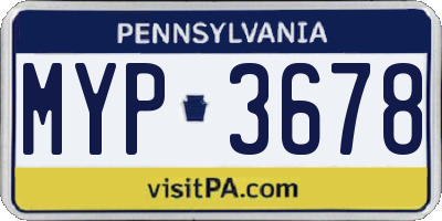 PA license plate MYP3678