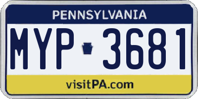 PA license plate MYP3681