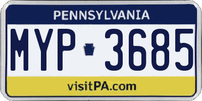 PA license plate MYP3685