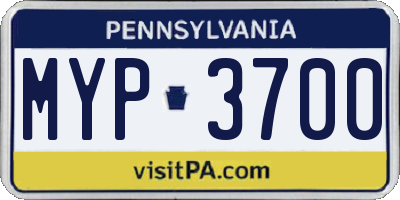 PA license plate MYP3700