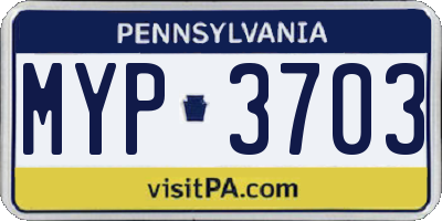 PA license plate MYP3703