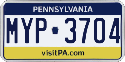 PA license plate MYP3704