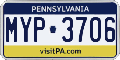PA license plate MYP3706