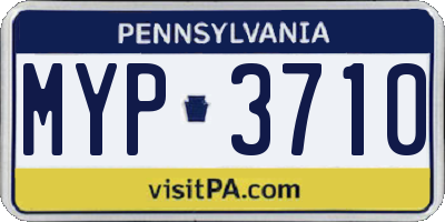 PA license plate MYP3710