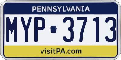 PA license plate MYP3713