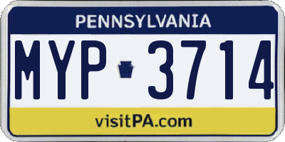 PA license plate MYP3714