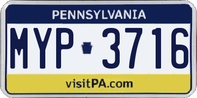 PA license plate MYP3716