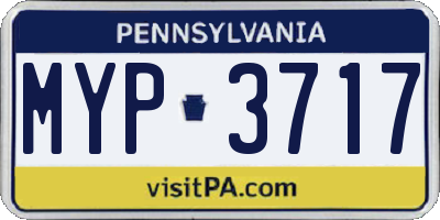 PA license plate MYP3717
