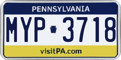 PA license plate MYP3718
