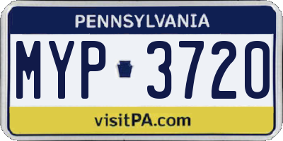PA license plate MYP3720