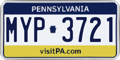 PA license plate MYP3721