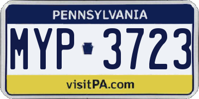 PA license plate MYP3723