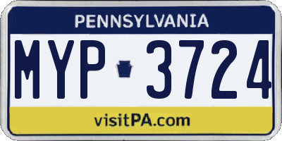 PA license plate MYP3724
