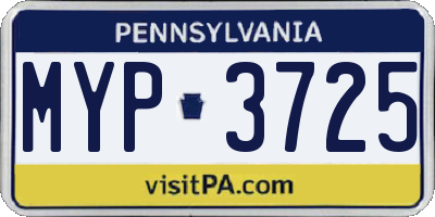 PA license plate MYP3725