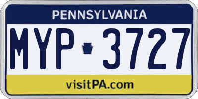 PA license plate MYP3727
