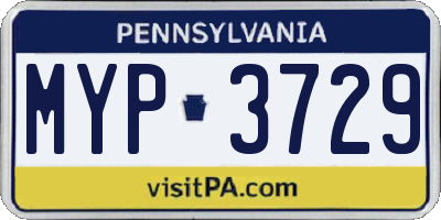 PA license plate MYP3729