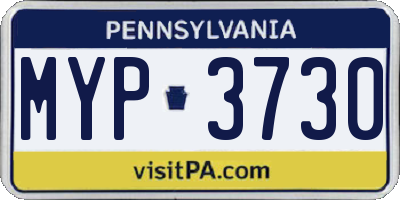 PA license plate MYP3730