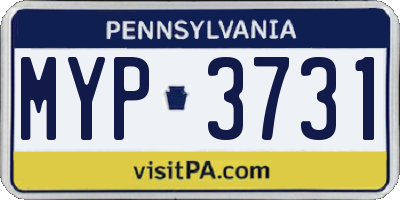 PA license plate MYP3731