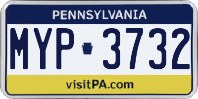PA license plate MYP3732