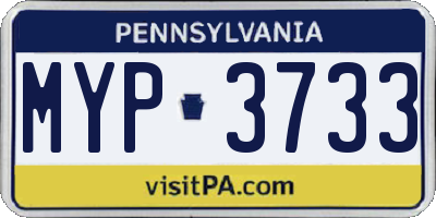 PA license plate MYP3733