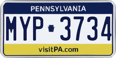PA license plate MYP3734