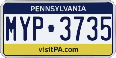 PA license plate MYP3735