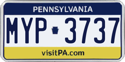 PA license plate MYP3737