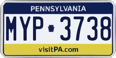 PA license plate MYP3738