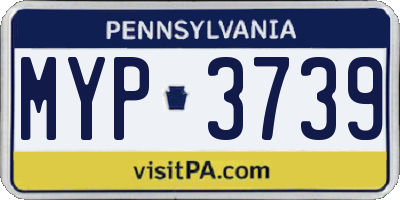 PA license plate MYP3739