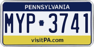 PA license plate MYP3741