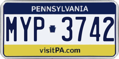 PA license plate MYP3742