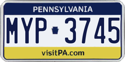 PA license plate MYP3745