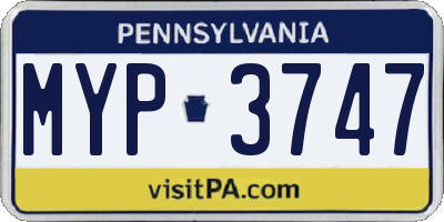 PA license plate MYP3747