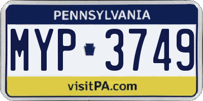 PA license plate MYP3749