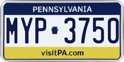 PA license plate MYP3750