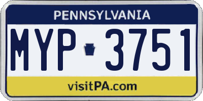 PA license plate MYP3751