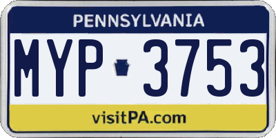 PA license plate MYP3753