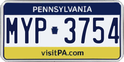 PA license plate MYP3754