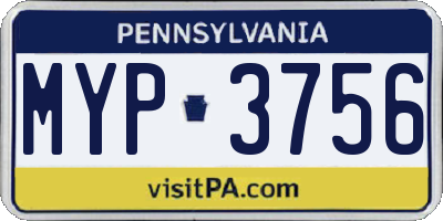 PA license plate MYP3756
