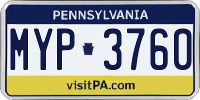 PA license plate MYP3760
