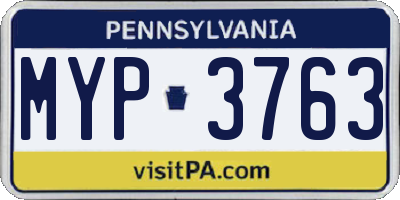 PA license plate MYP3763