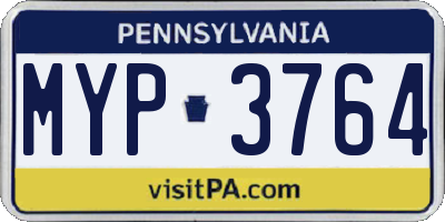PA license plate MYP3764
