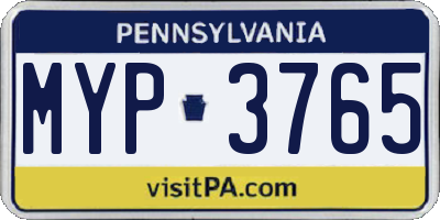 PA license plate MYP3765