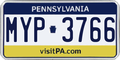 PA license plate MYP3766