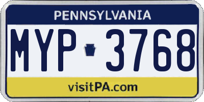 PA license plate MYP3768