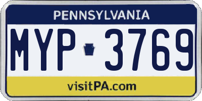 PA license plate MYP3769
